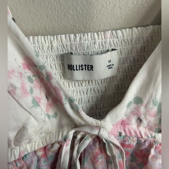 Hollister Pink Floral Ruffle V-Neck Tiered Babydoll Cami Padded Tank Top Size M - Picture 2 of 7